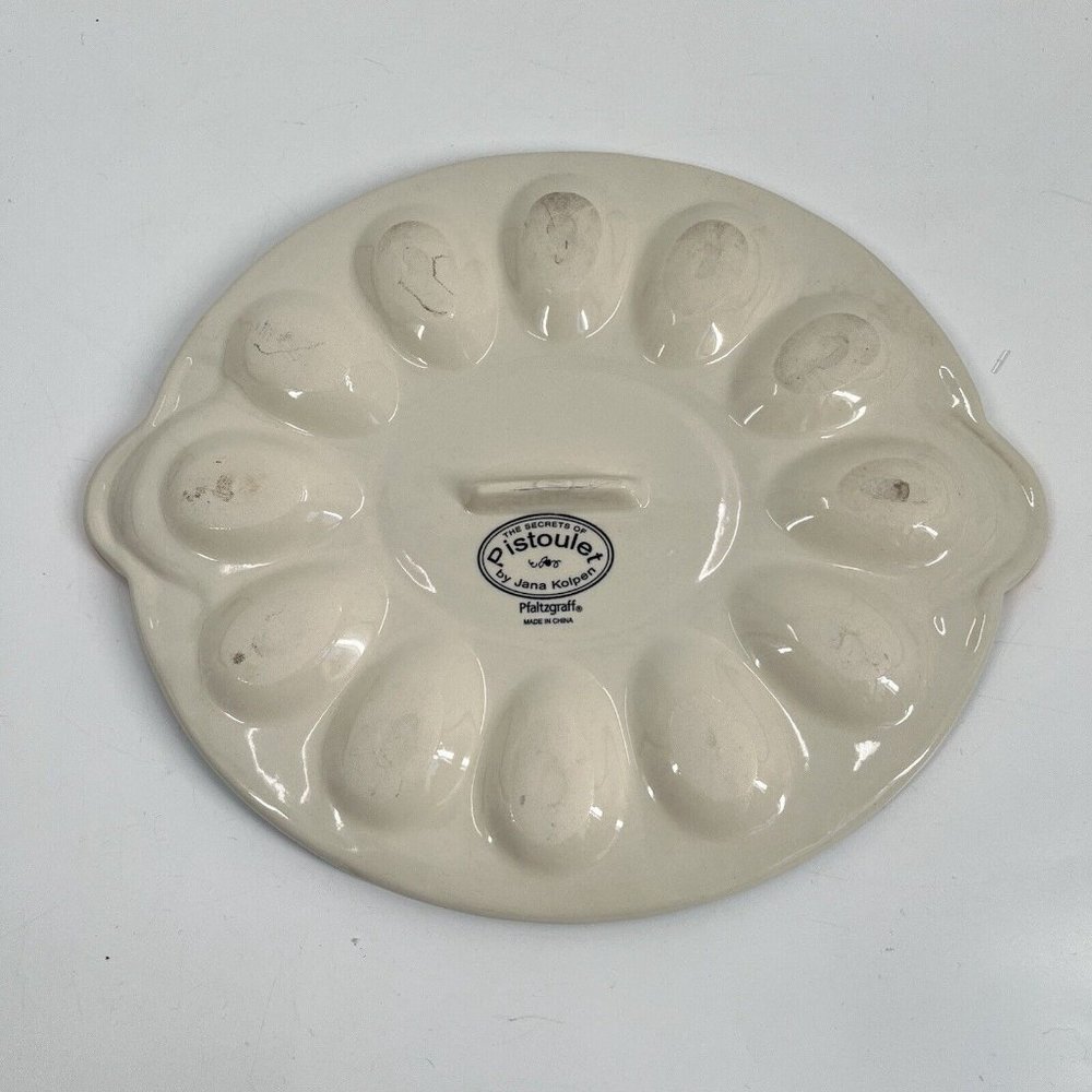 Vintage Pfaltzgraff Deviled Egg Plate*Secrets of Pistoulet*Jana Kolpen 12"x 10" - Picture 4 of 5